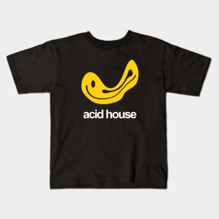 ACID HOUSE MUSIC - happyface destroy  yellow edition Kids T-Shirt